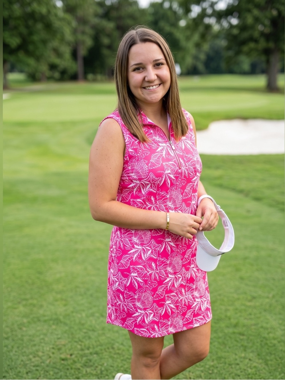 Dear Scarlett Sleeveless Pink Printed Polo Cool Down Dress